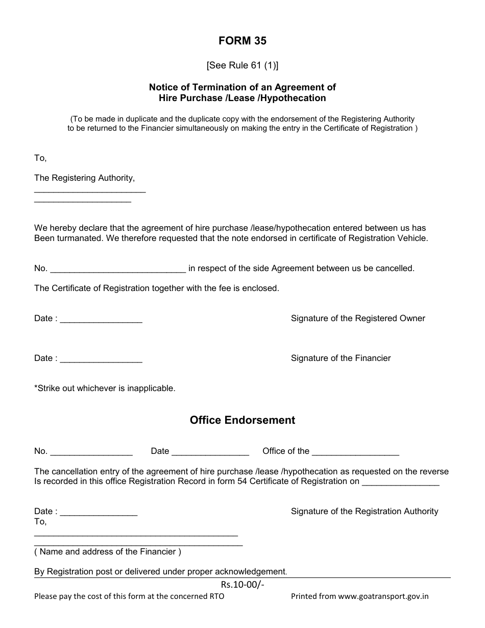 Notice of Termination Form