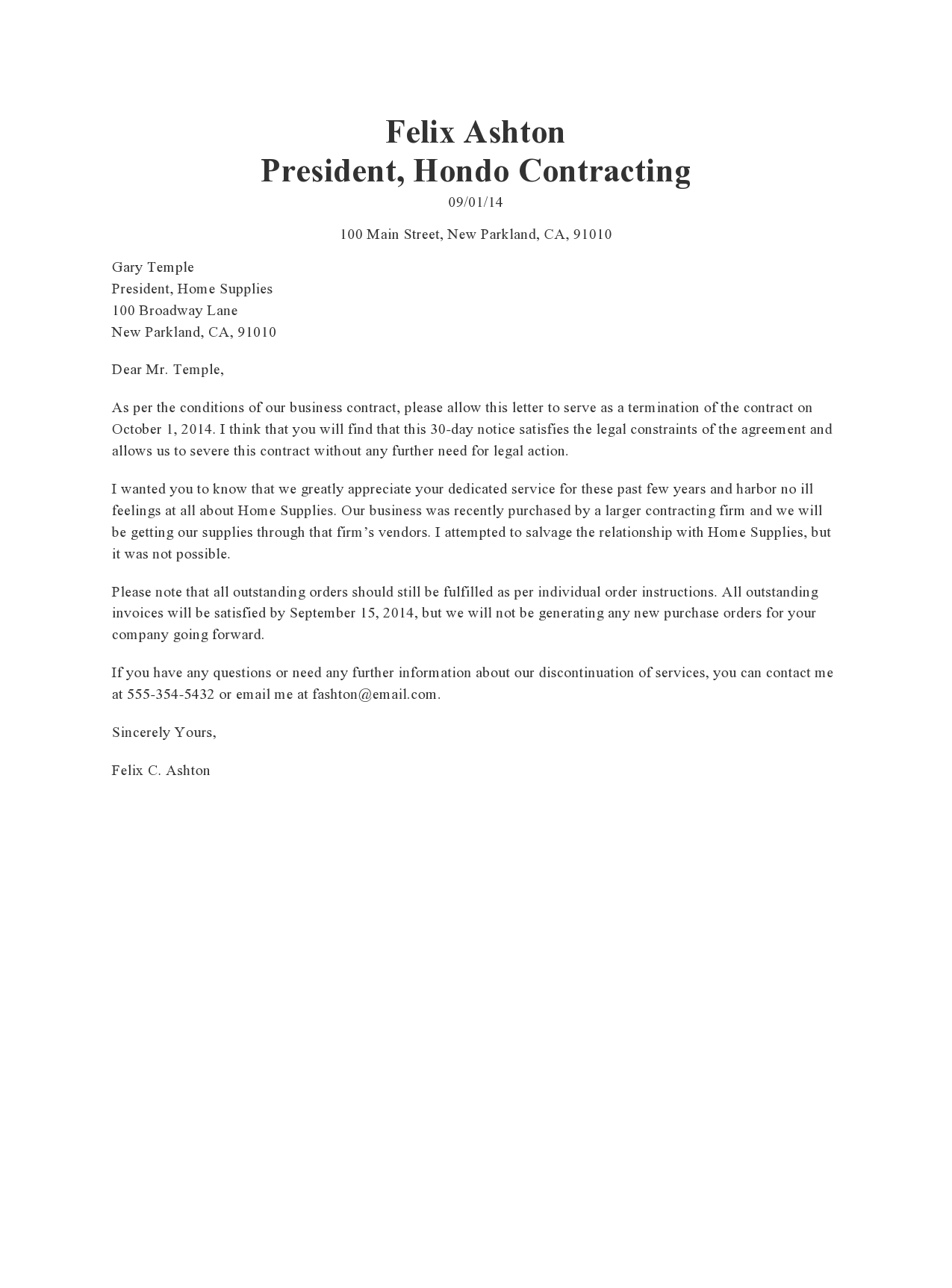 Notice of Termination Form