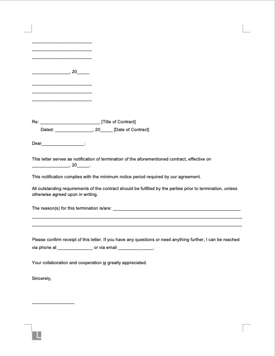 Notice of Termination Form