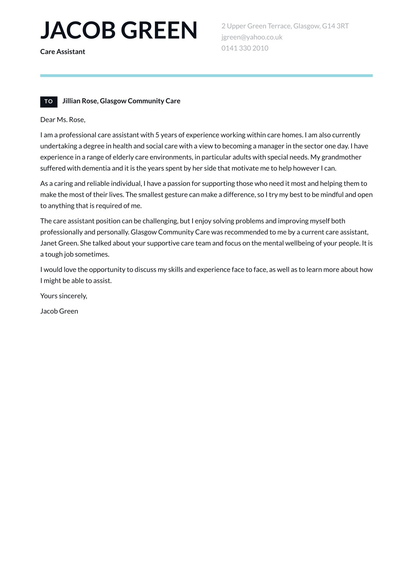 Nursing Letter of Intent Template