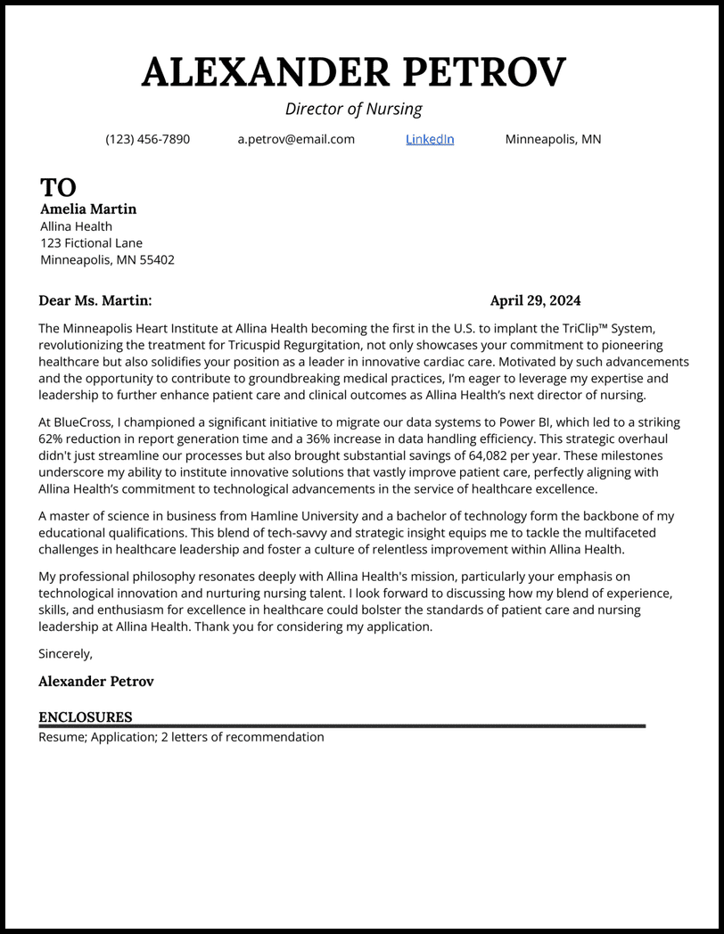 Nursing Letter of Intent Template