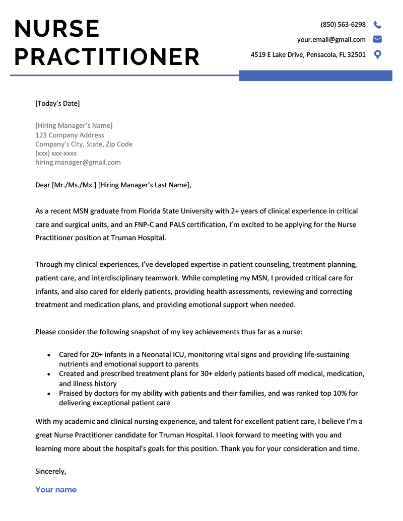 Nursing Letter of Intent Template