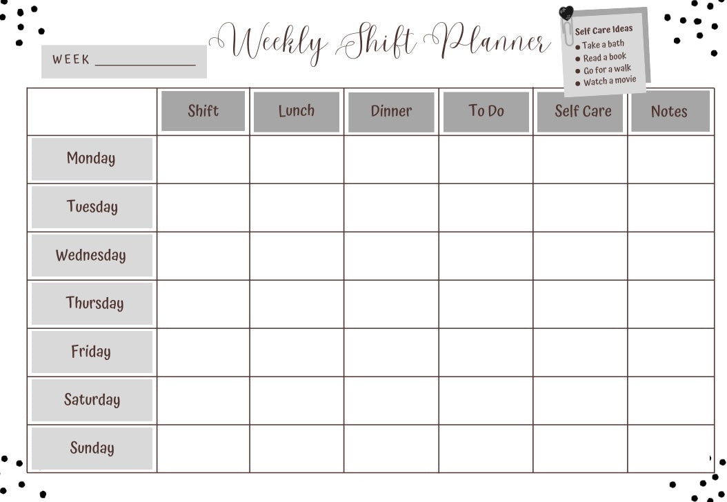 Nursing Schedule Template