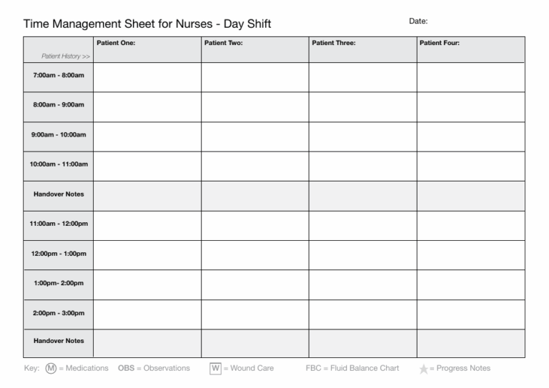 Free Printable Nursing Schedule Template