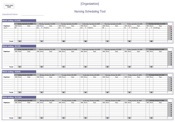 Nursing Schedule Template