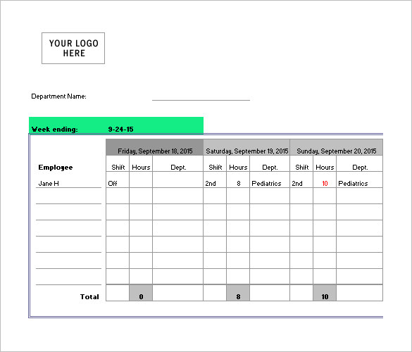 Nursing Schedule Template