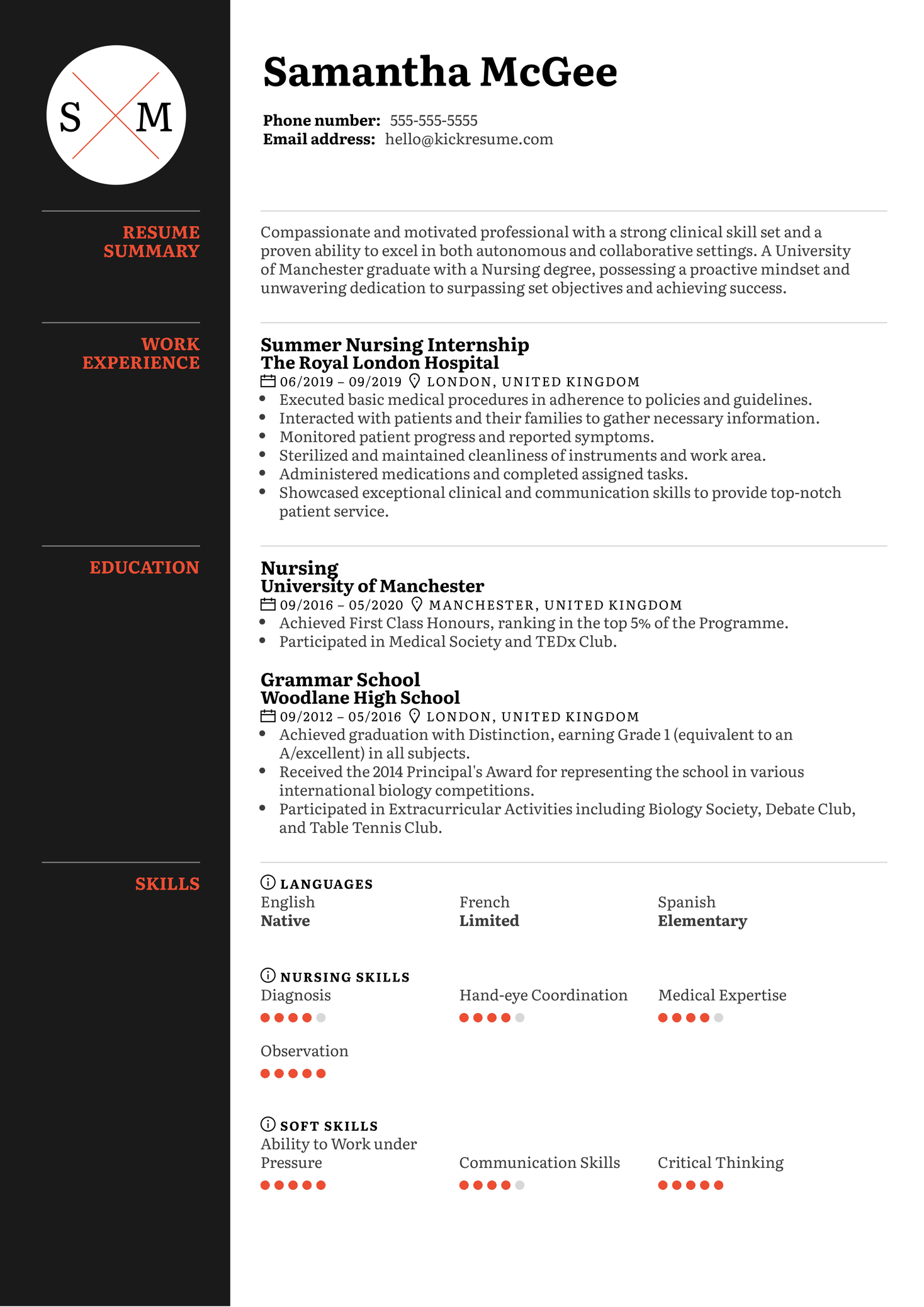 Nursing Student Resume Template