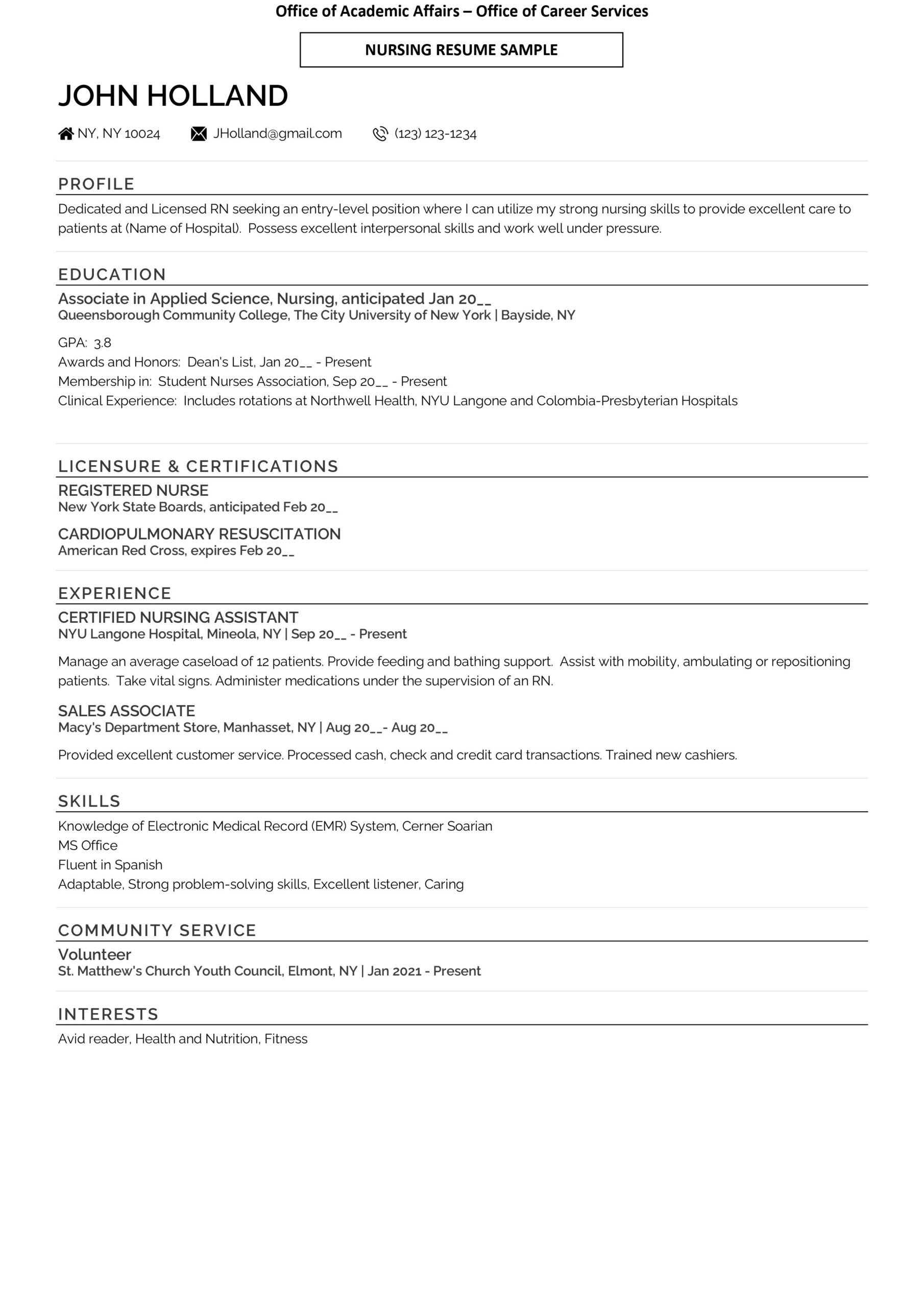 Nursing Student Resume Template