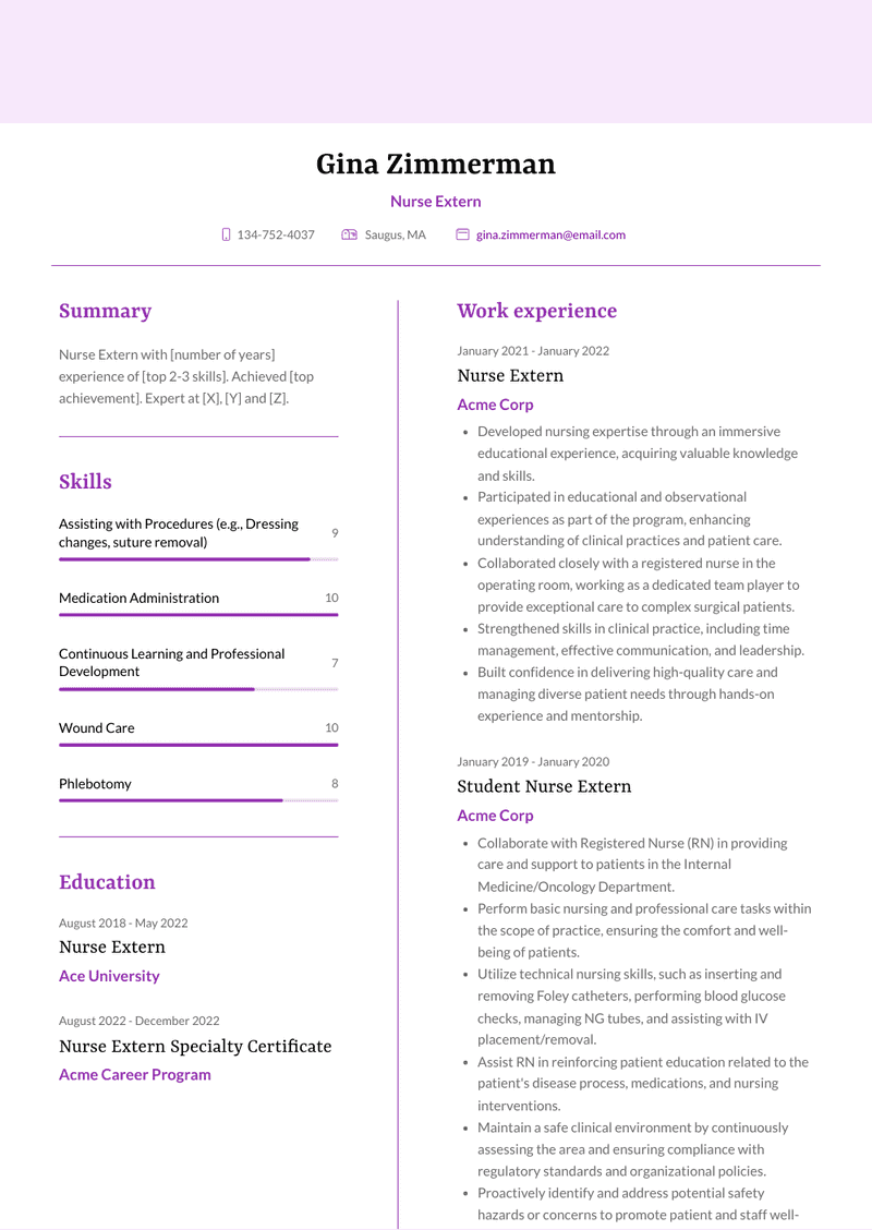 Nursing Student Resume Template