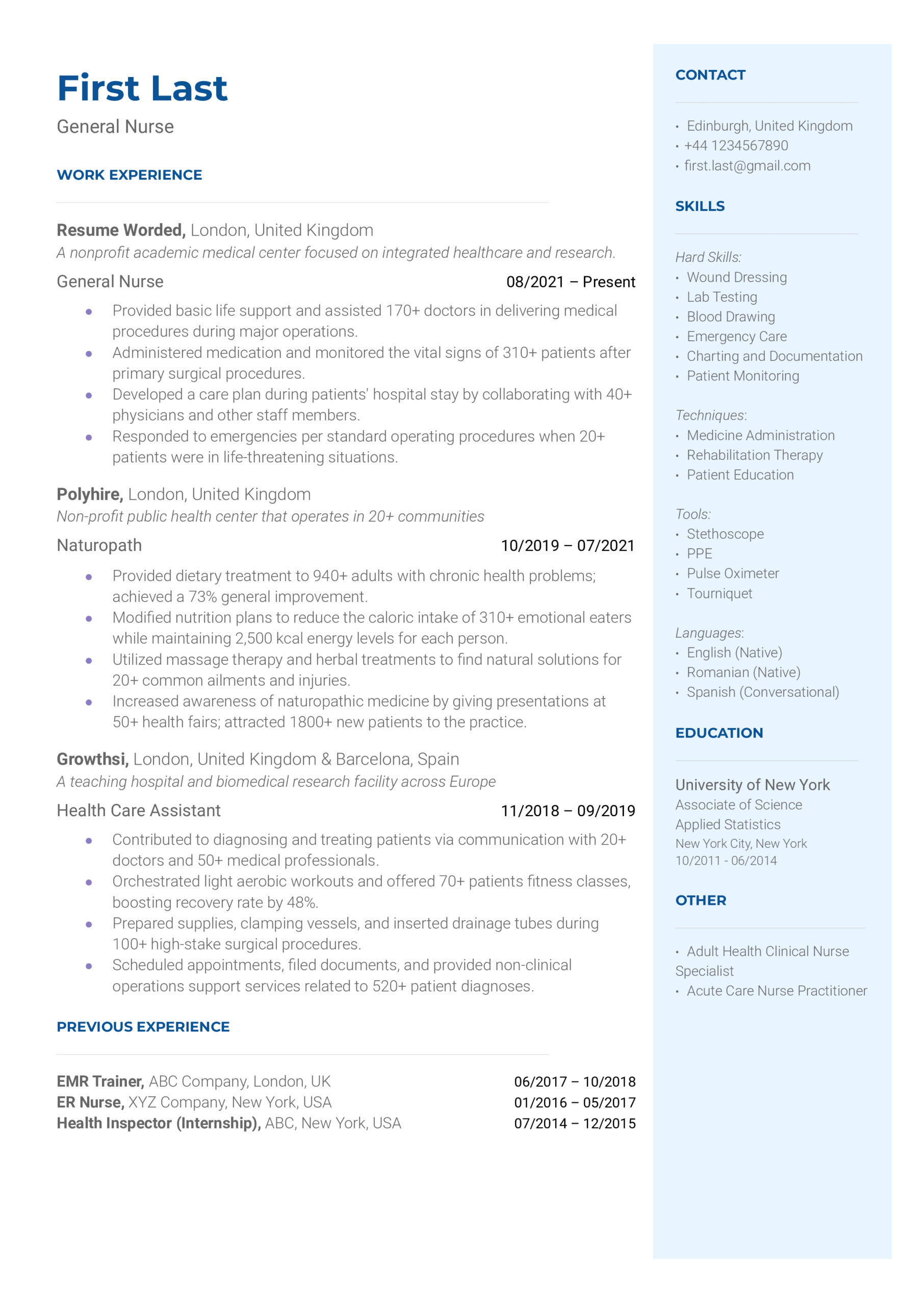Nursing Student Resume Template