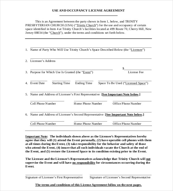 Occupancy Agreement Template