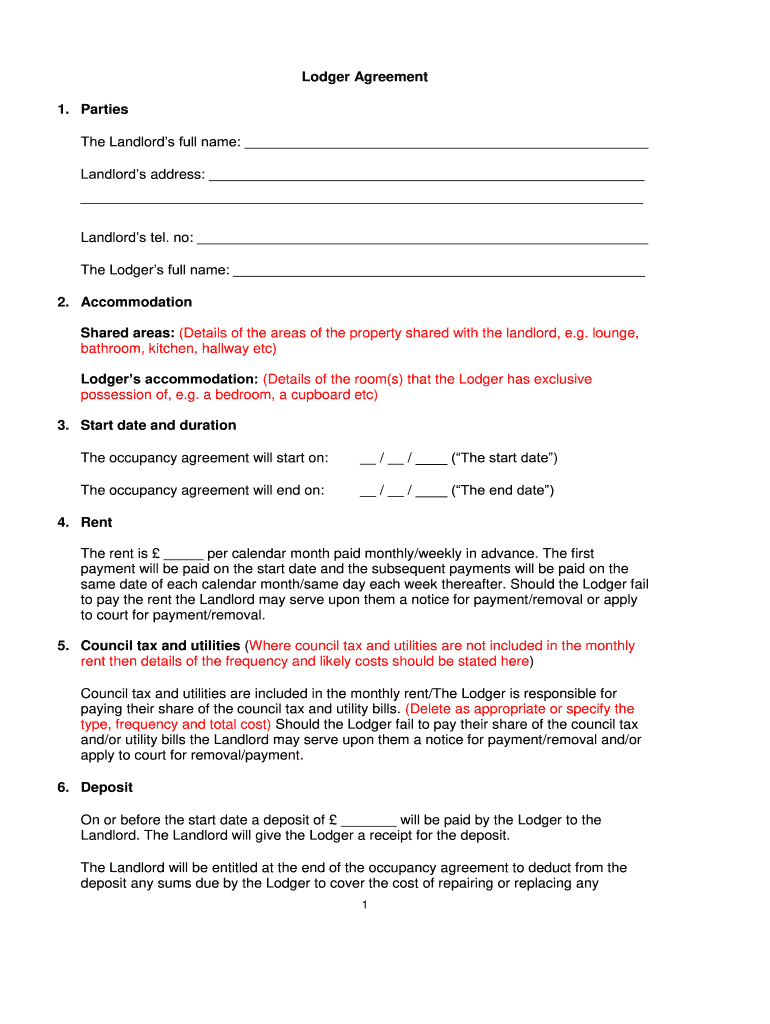 Occupancy Agreement Template