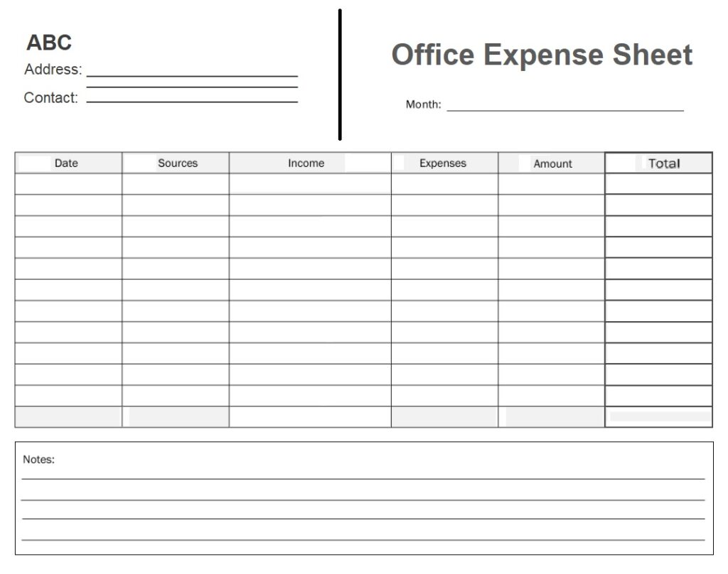 Office Commute Expense Worksheet Template