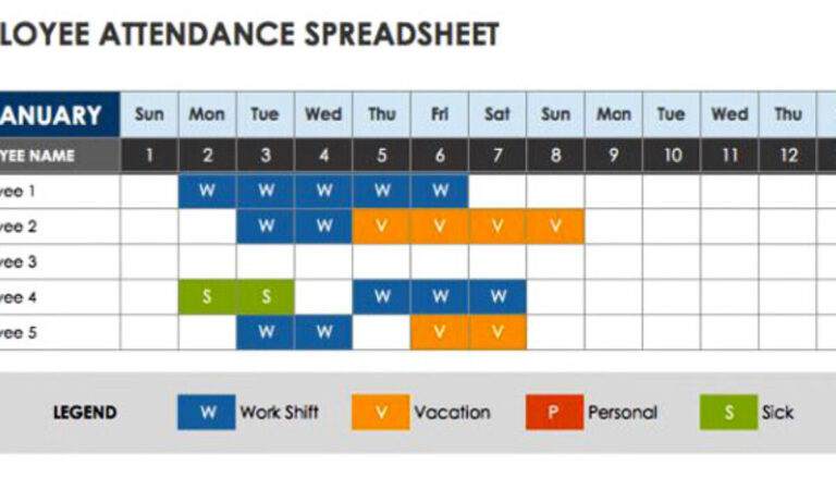 Office Staff Attendance Sheet Template