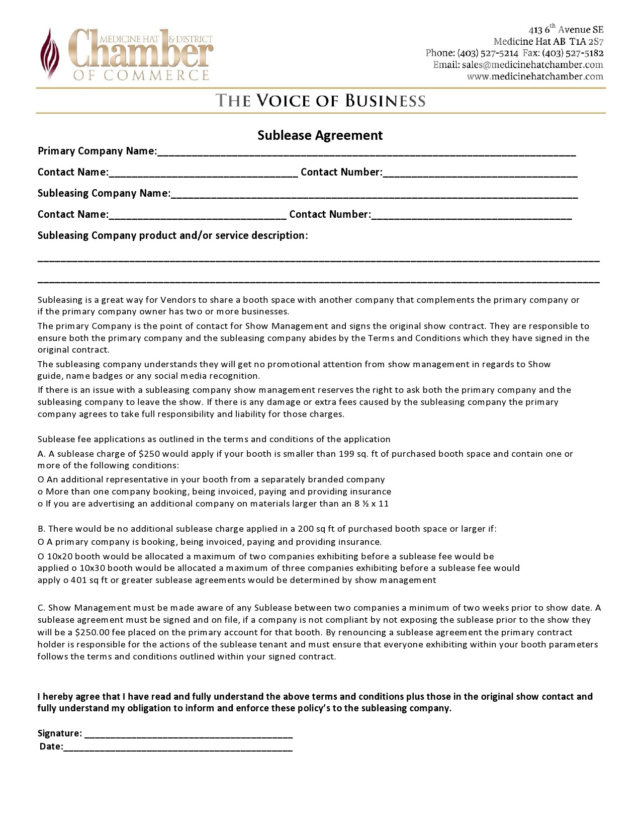 Office Sublease Agreement Template