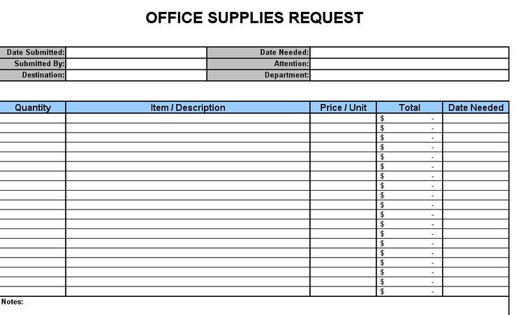 Office Supplies Entry Worksheet Template