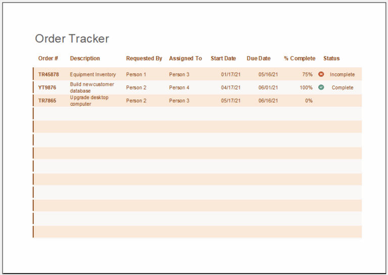 Free Printable Order Tracker Template