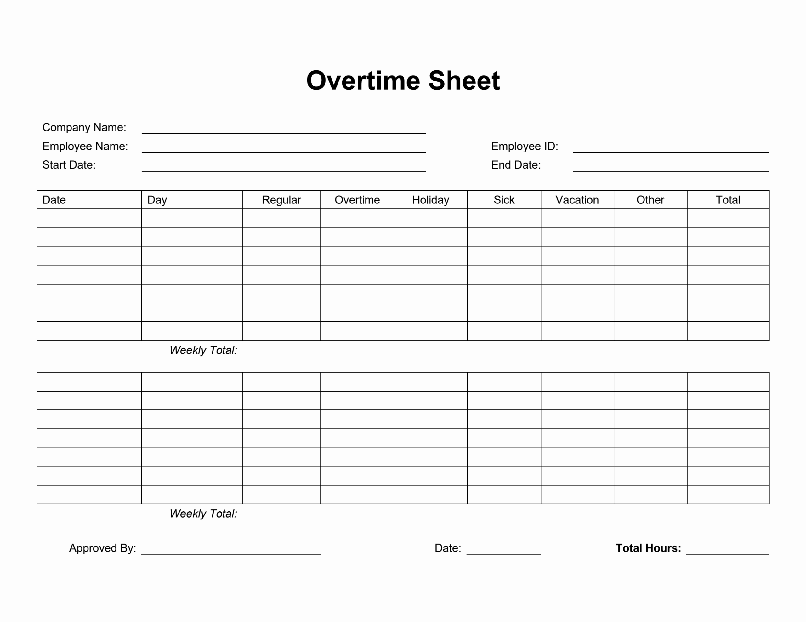 Overtime Hours Tracker Template Example Overtime Hours Tracker Template Example