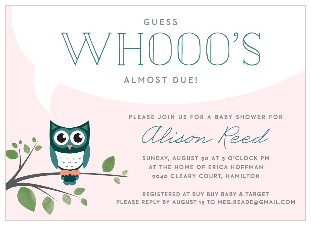 Owl Baby Shower Invitation Template Example