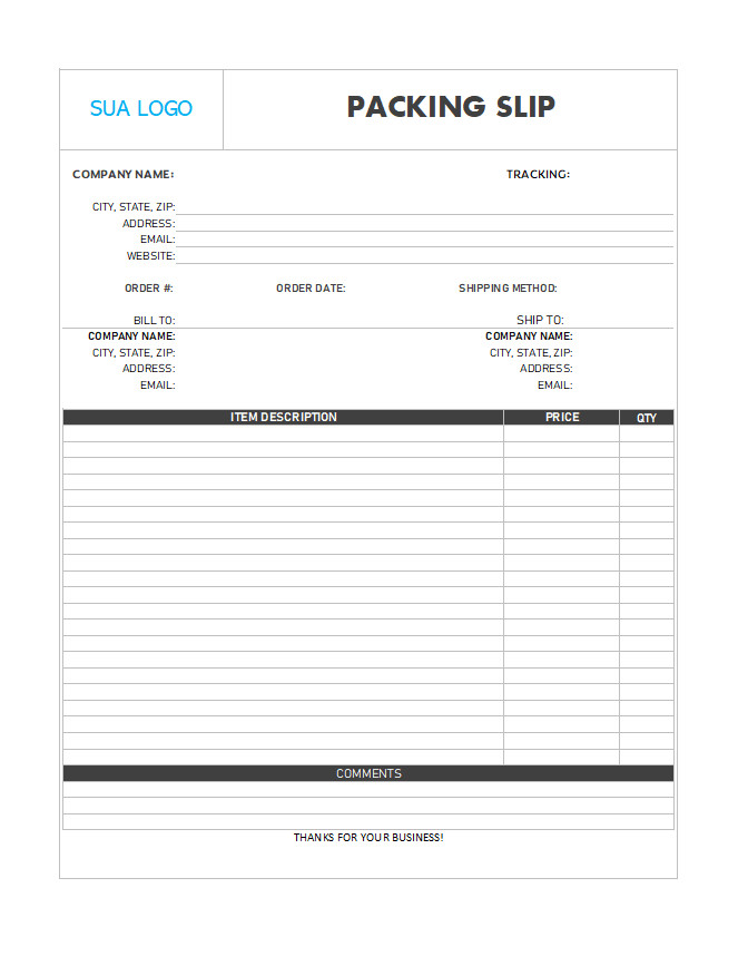 Packing Slip Template