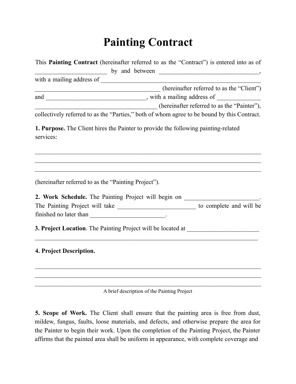 Painting Agreement Template Example Painting Agreement Template Example