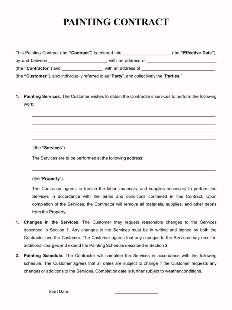Painting Agreement Template Painting Agreement Template