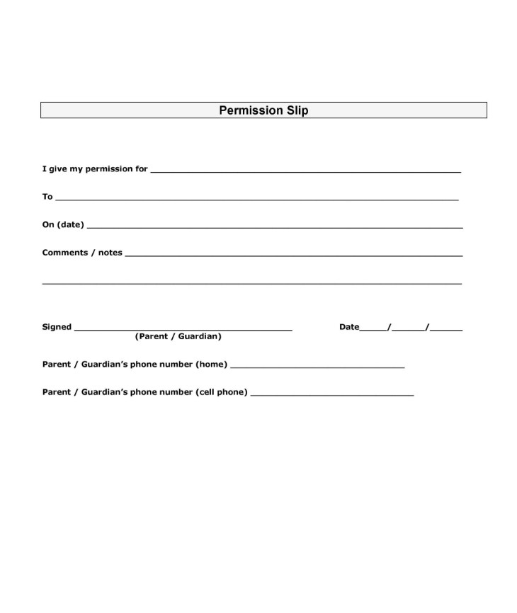 Parent Permission Slip Template