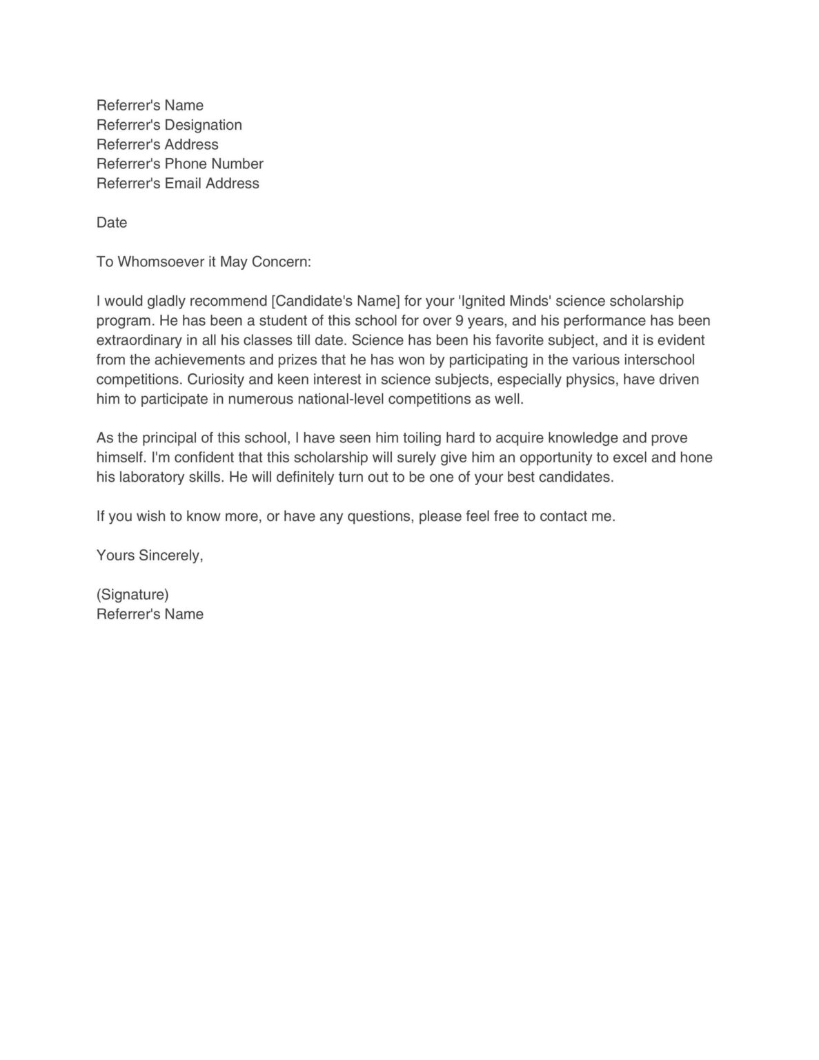 Sample Personal Reference Words Personal Reference Letter Template (Word)