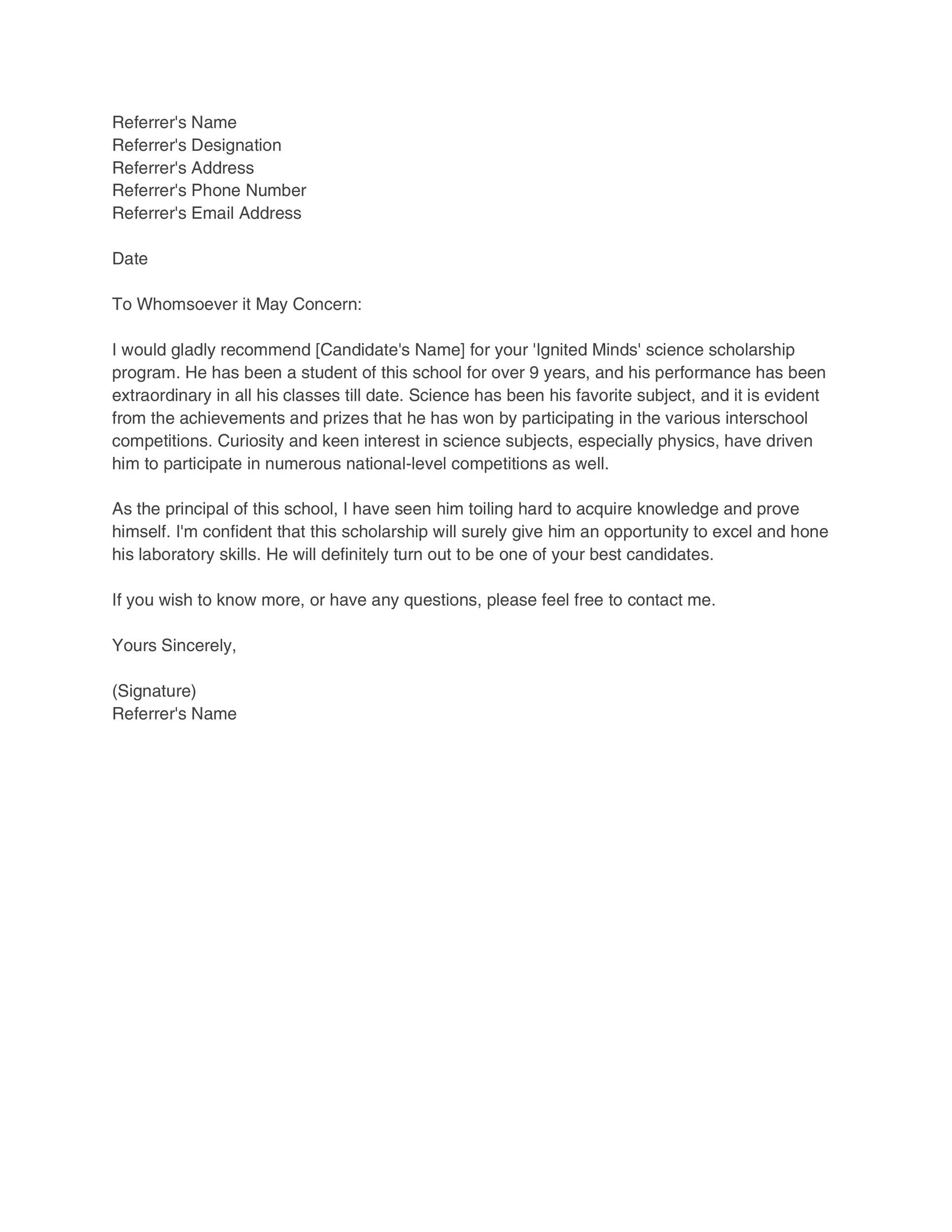 Personal Reference Letter Template Example Personal Reference Letter Template Example
