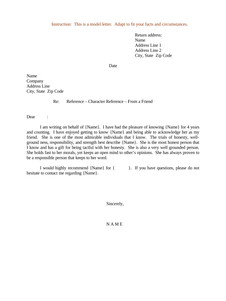 Personal Reference Letter Template Sample Personal Reference Letter Template Sample