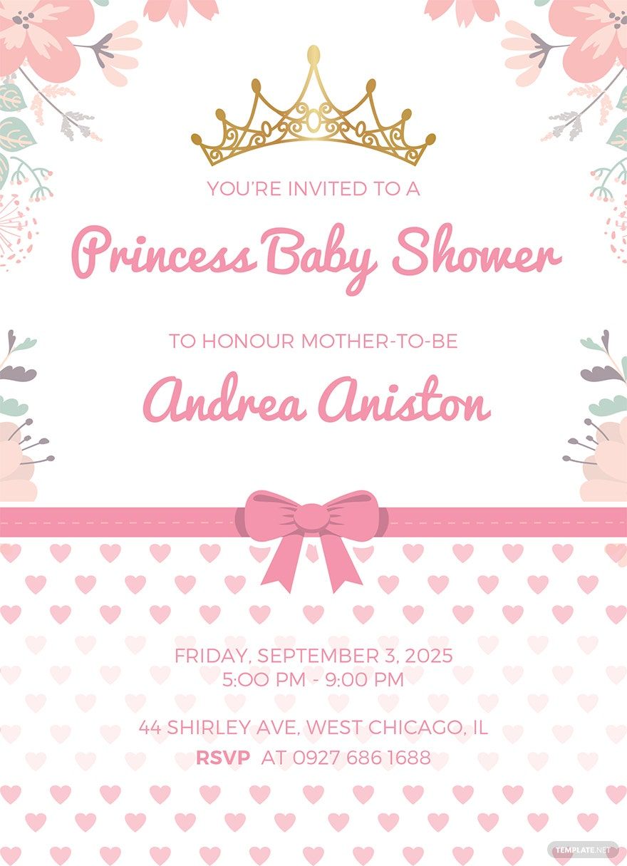 Princess Baby Shower Invitation Template Sample