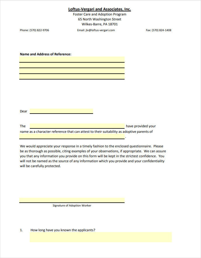Printable Adoptive Reference Letter Template Printable Adoptive Reference Letter Template