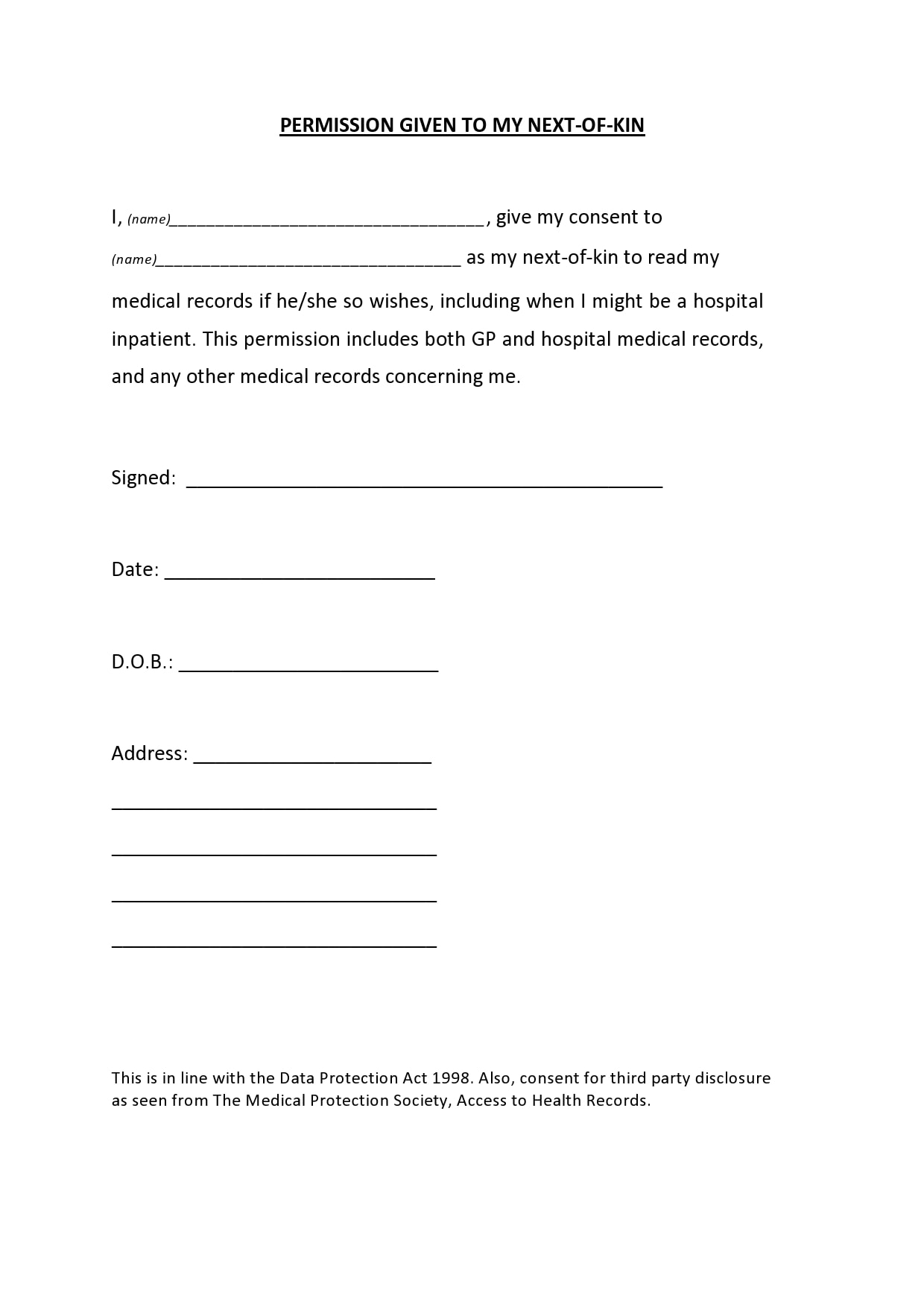 Printable Permission Letter Template Example