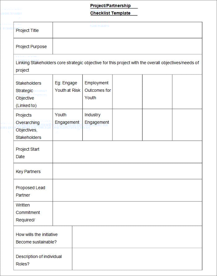 Printable Project Completion Checklist Template Sample