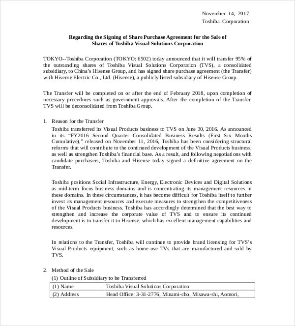 Printable Share Purchase Agreement Template Example Printable Share Purchase Agreement Template Example