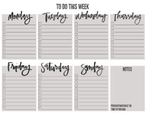 Printable Sunday To-Do List Template
