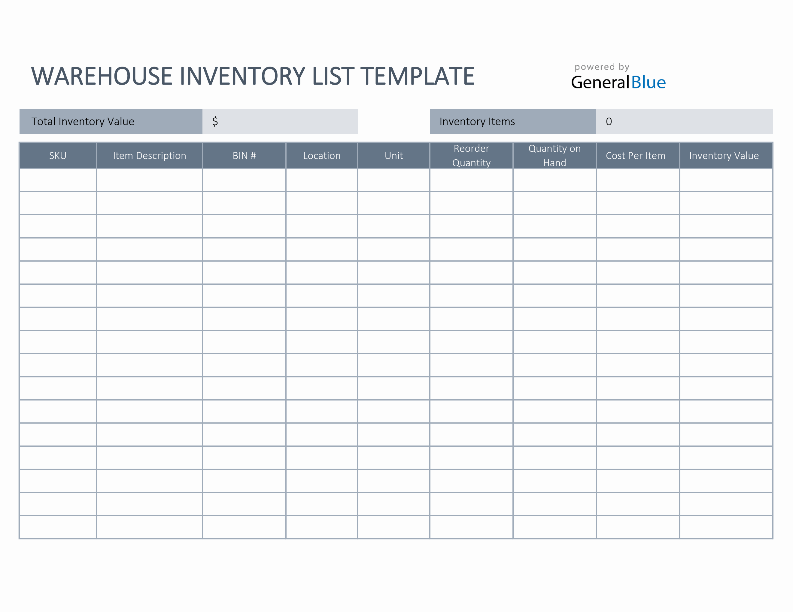Printable Warehouse Inventory List Template Sample Printable Warehouse Inventory List Template Sample
