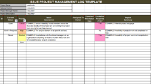 Project Issue Tracker Template (Excel)