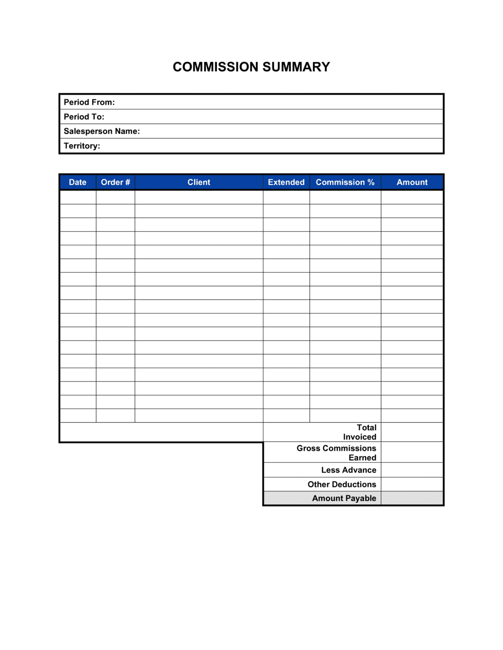 Property Agent Sales Commission Log Template Example