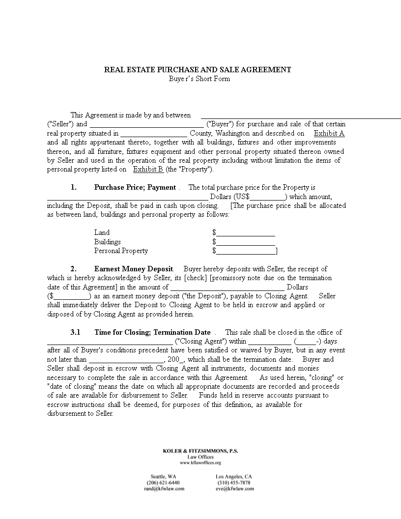 Property Sale Agreement Template Sample