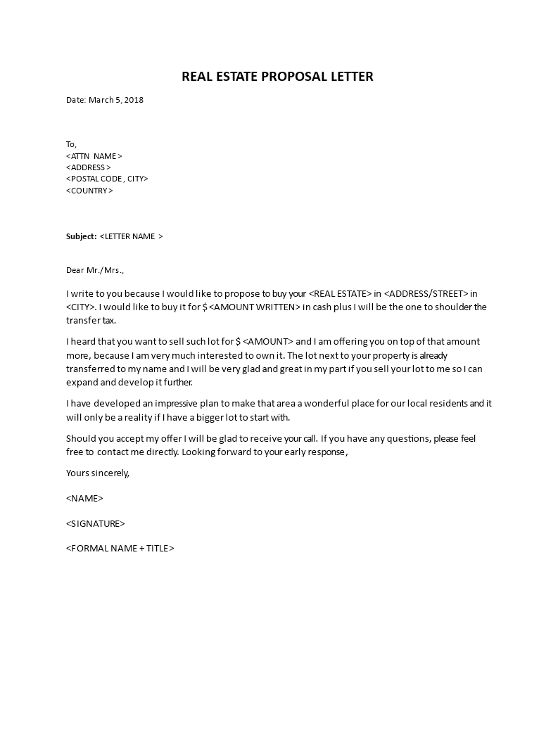 Real Estate Proposal Template