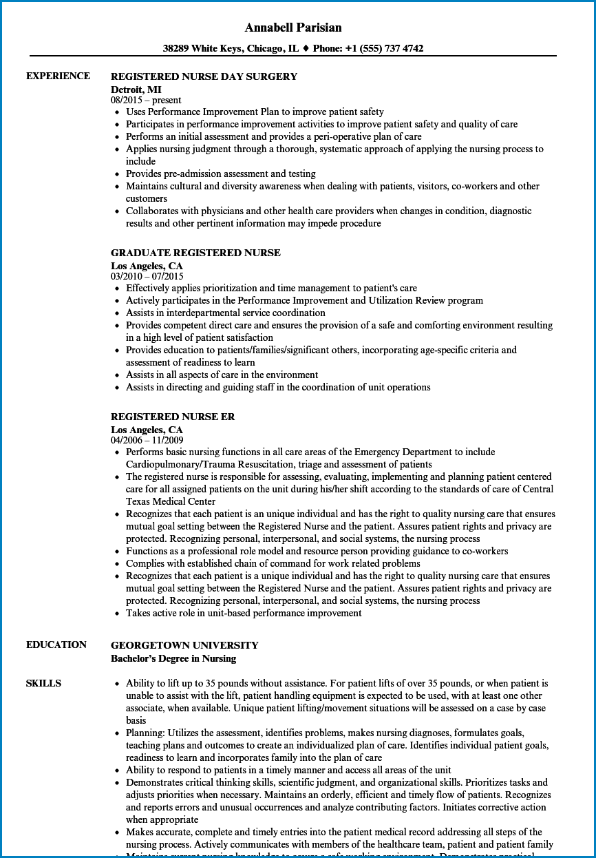 Registered Nurse Resume Template Example Registered Nurse Resume Template Example