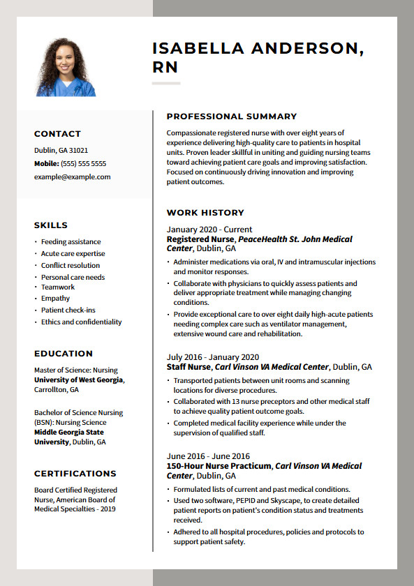 Registered Nurse Resume Template Sample