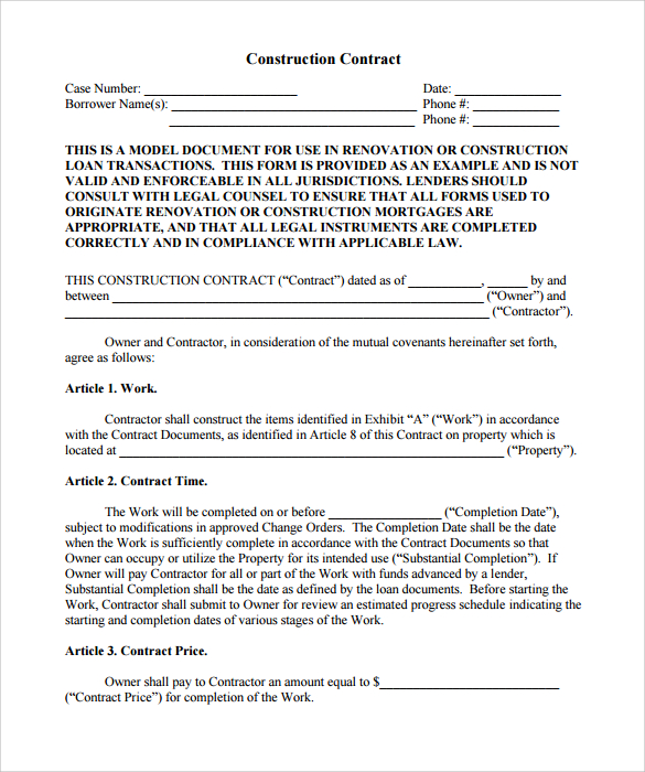 Renovation Agreement Template