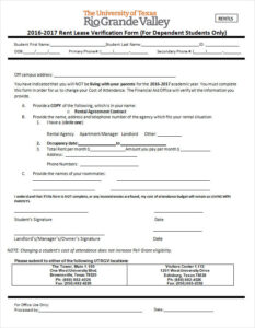 Printable Rental Verification Form