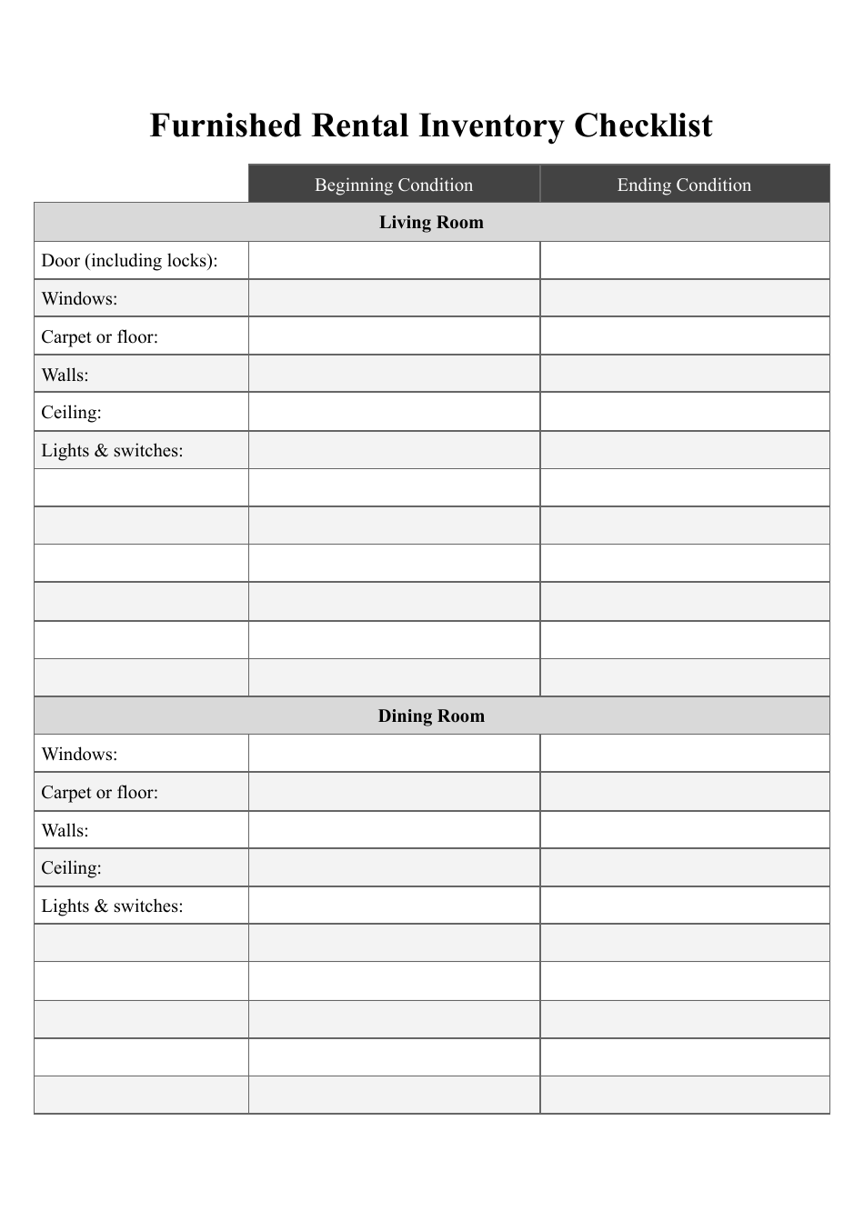Rental Inventory Checklist Template Sample Rental Inventory Checklist Template Sample