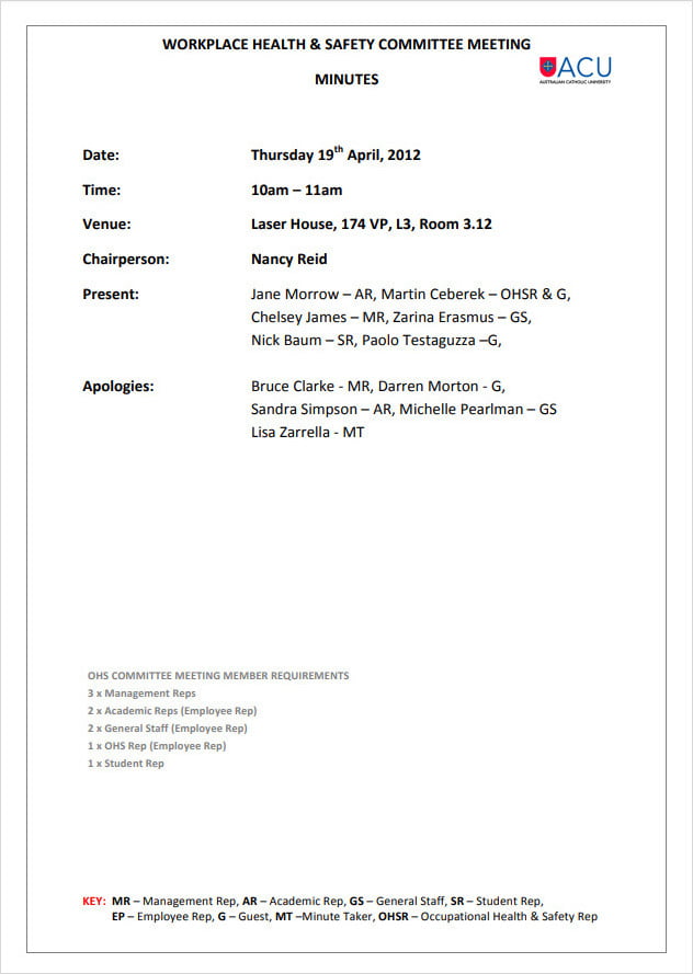 Safety Meeting Minutes Template Safety Meeting Minutes Template