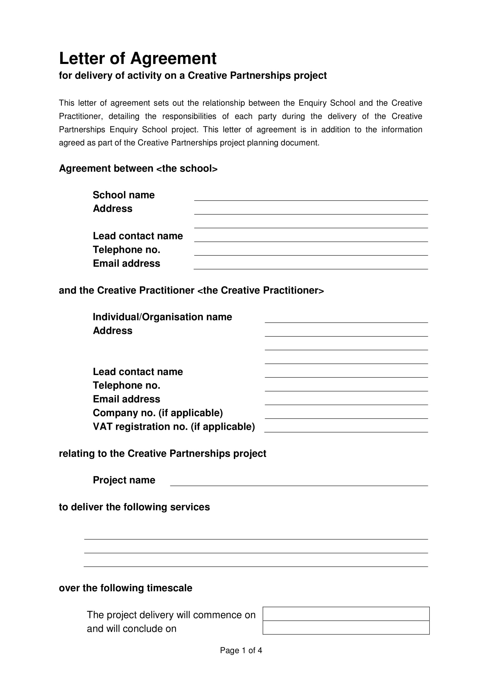 Sample Letter of Agreement Template Sample Letter of Agreement Template