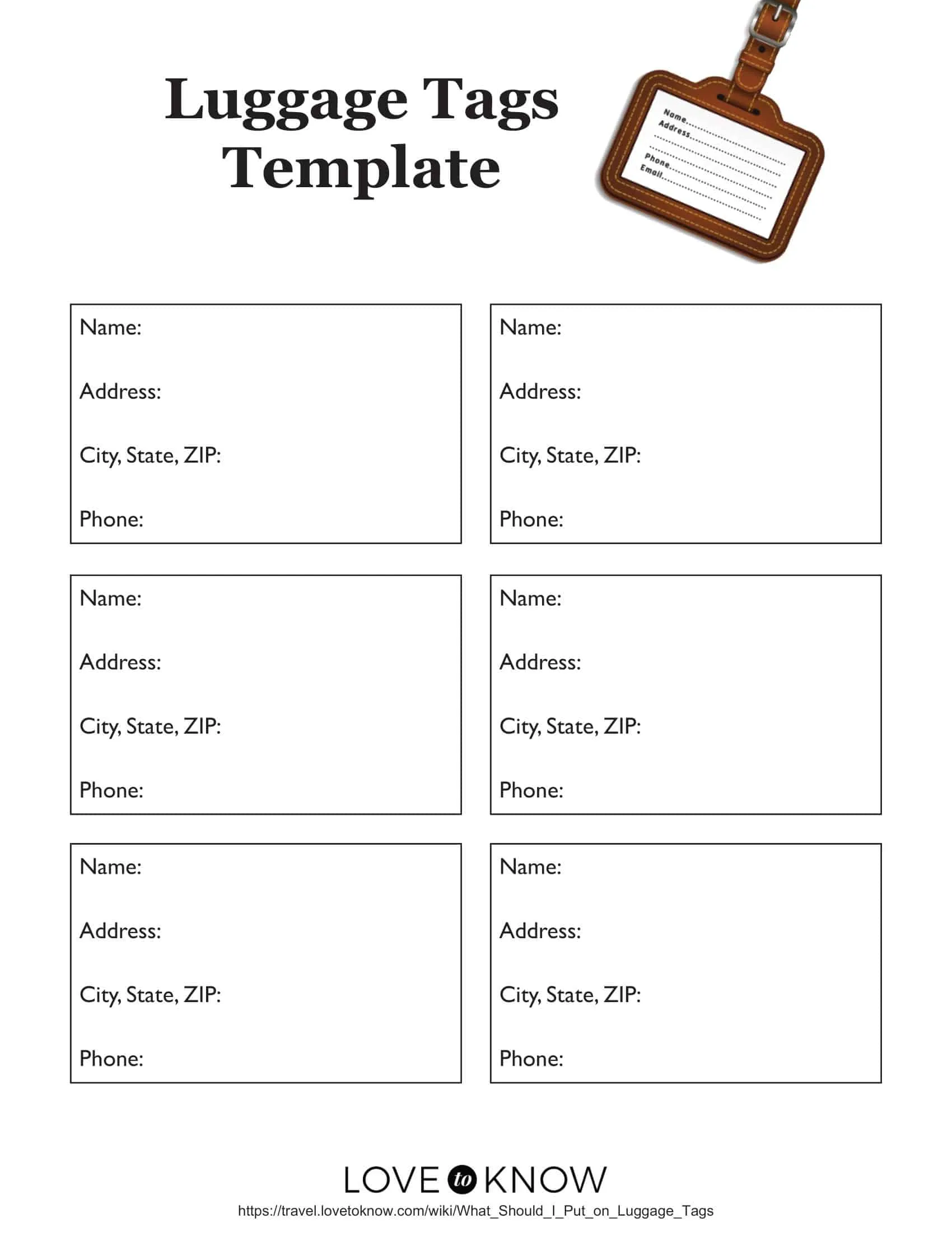 Sample Luggage Tag Template Sample Luggage Tag Template