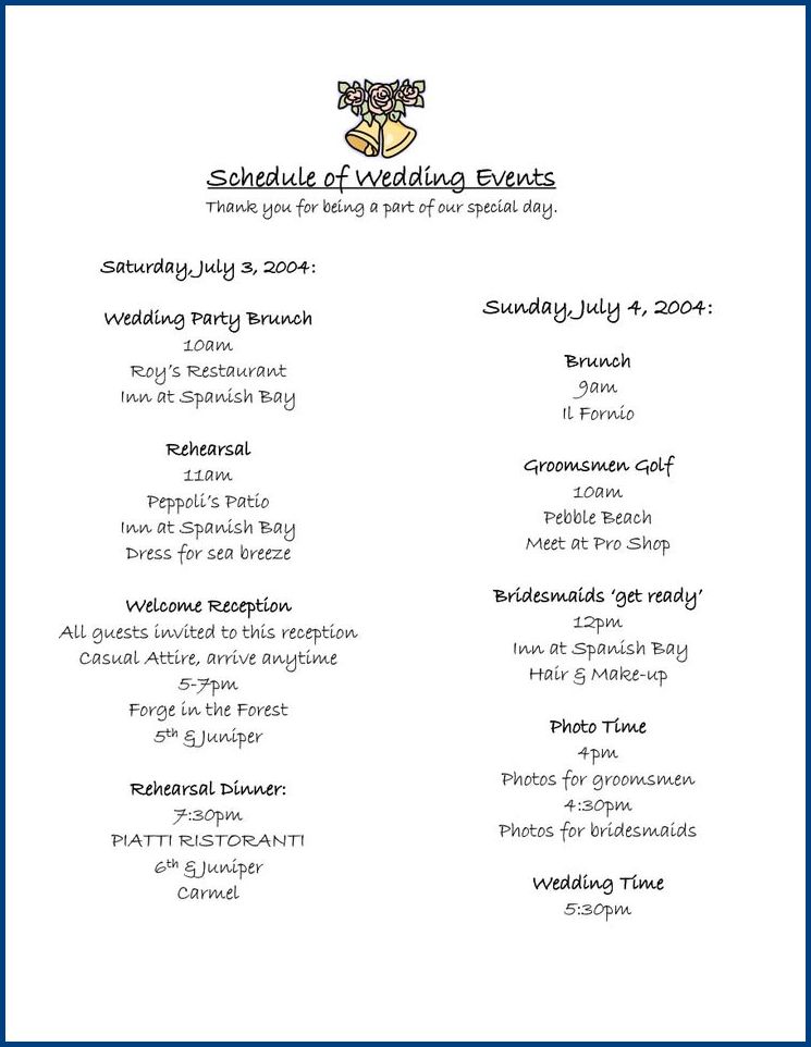 Sample of Event Program Template Sample of Event Program Template
